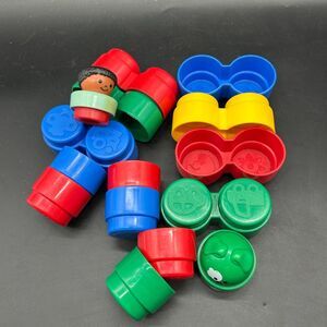Vintage Fisher Price Stack N Blocks - Colorful Stacking Toy Little People Figure